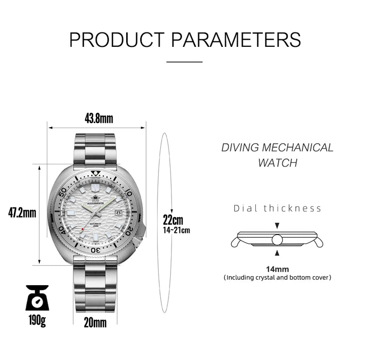 Montre Homme Automatique ADDIESDIVE NH35A Acier Inoxydable