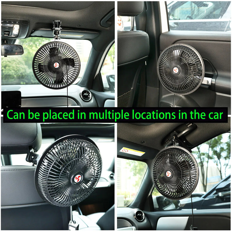Ventilateur Voiture Portable 12V 8’’ Rotatif 360°