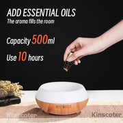 High Quality 500ml Aromatherapy Essential Oil Diffuser Wood Grain Remote Control Ultrasonic Air Humidifier with 7 Colors Light.Humidifier à air ultrasonique de haute qualité 500ml Humidifier à huile essentielle d'aromathérapie avec 7 couleurs.