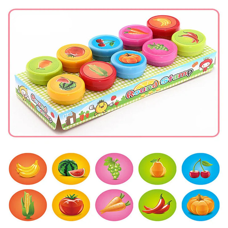 10pcs Assorted Stamps pour enfants Self-ink Stamps Enfants Stamps Smiley Face Sealbooking Diy Painting Photo Album Decor