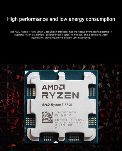 AMD Ryzen 7 7700x R7 7700x 4.5 GHz 8-Core 16-Thread CPU Processor 5NM L3=32M Socket AM5 Sealed Without cooler.AMD Ryzen 7 700 R7 7700 4,5 GHz Processeur processeur processeur CPU 16 fils 8 NM L3 = 32 M Socket AM5 Scellé sans refroidisseur.