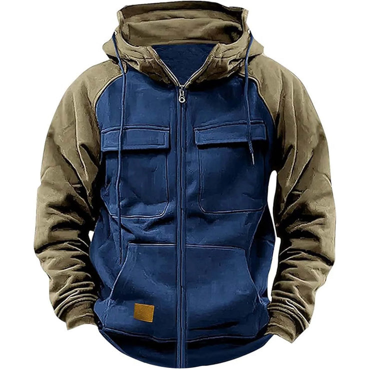 Veste à Capuche Homme Hiver Polaire Chaude Multi-Poches