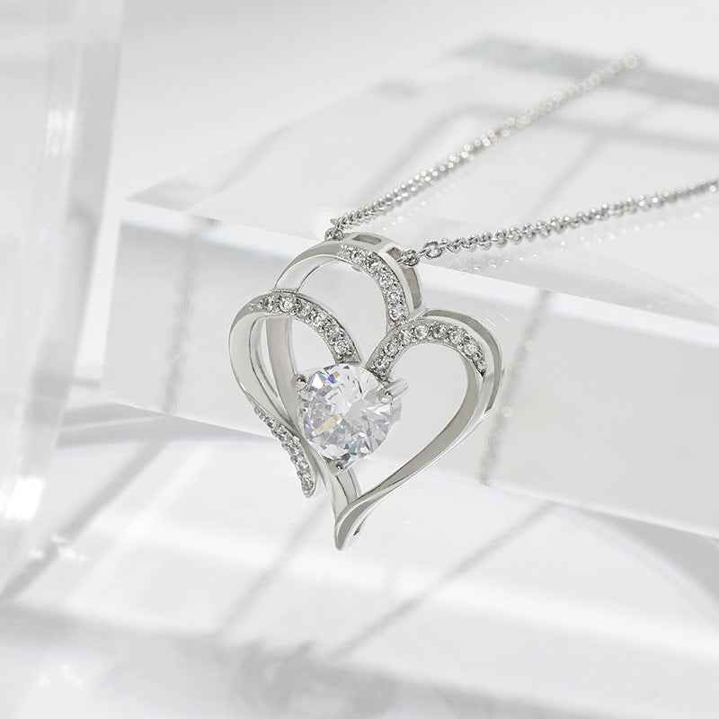 unique women necklace heart pendant sparkling zircon
