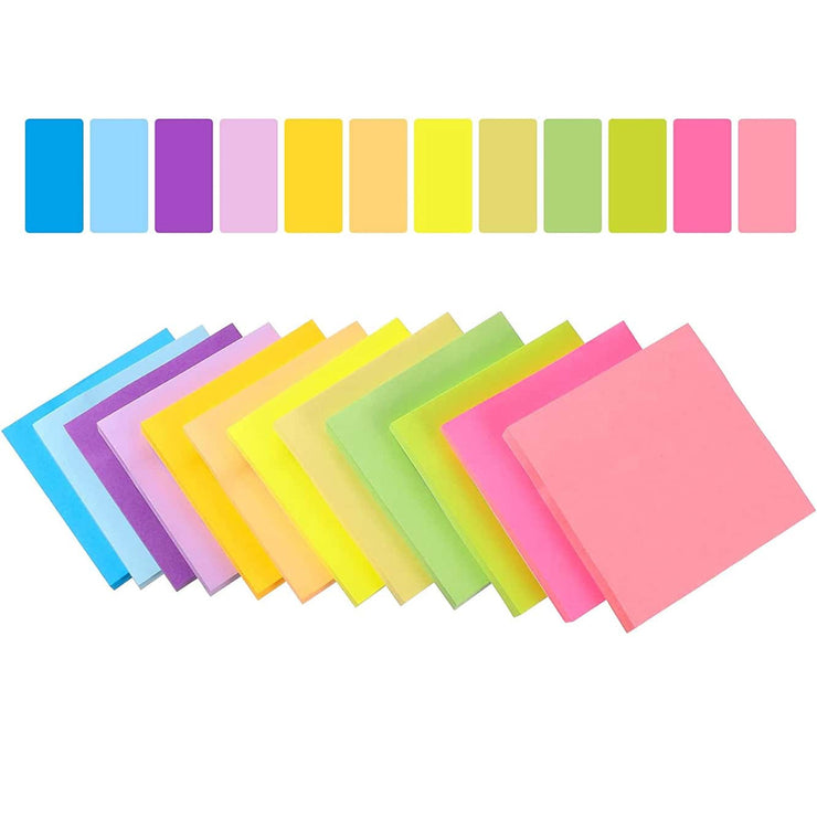 Notes autocollantes colorées et fluorescentes