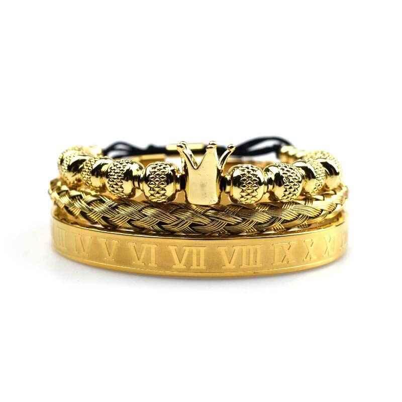 men crown bracelet stainless steel zircon luxury design