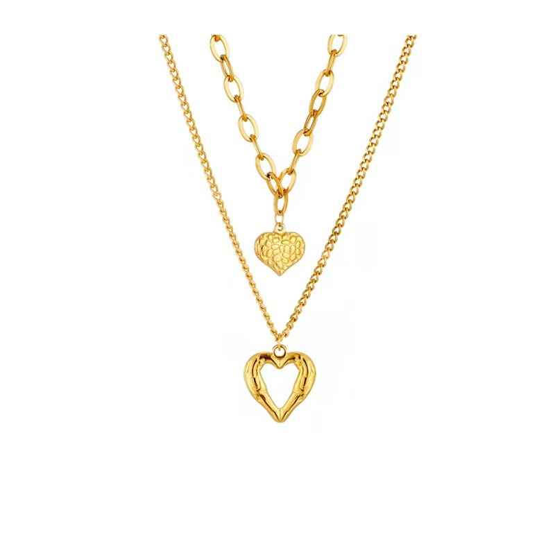 stylish women necklace double heart pendant elegant look