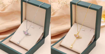 Collier Cupidon Cœur Ailes Ange Pompon Cristal - Saint-Valentin Femme