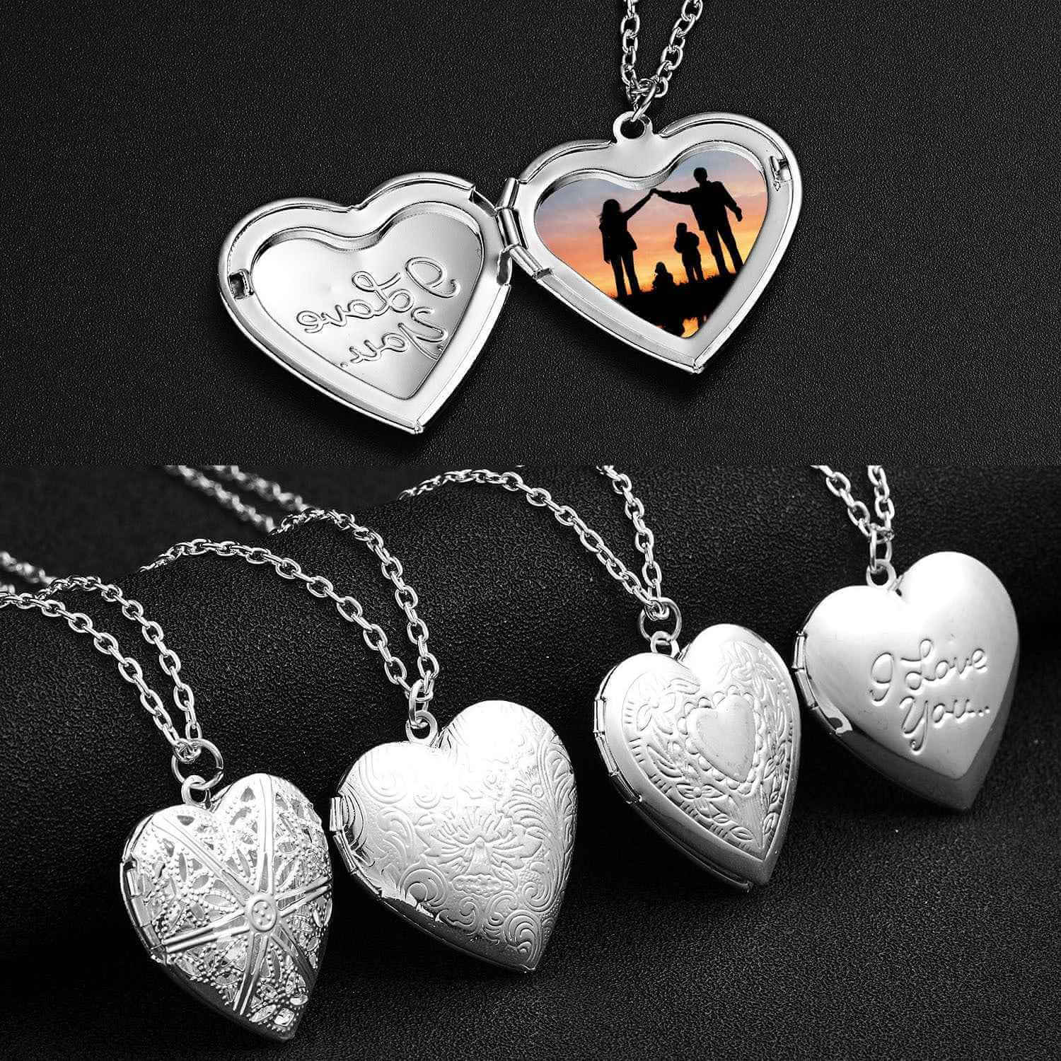 personalized heart photo necklace engraved love pendant gift