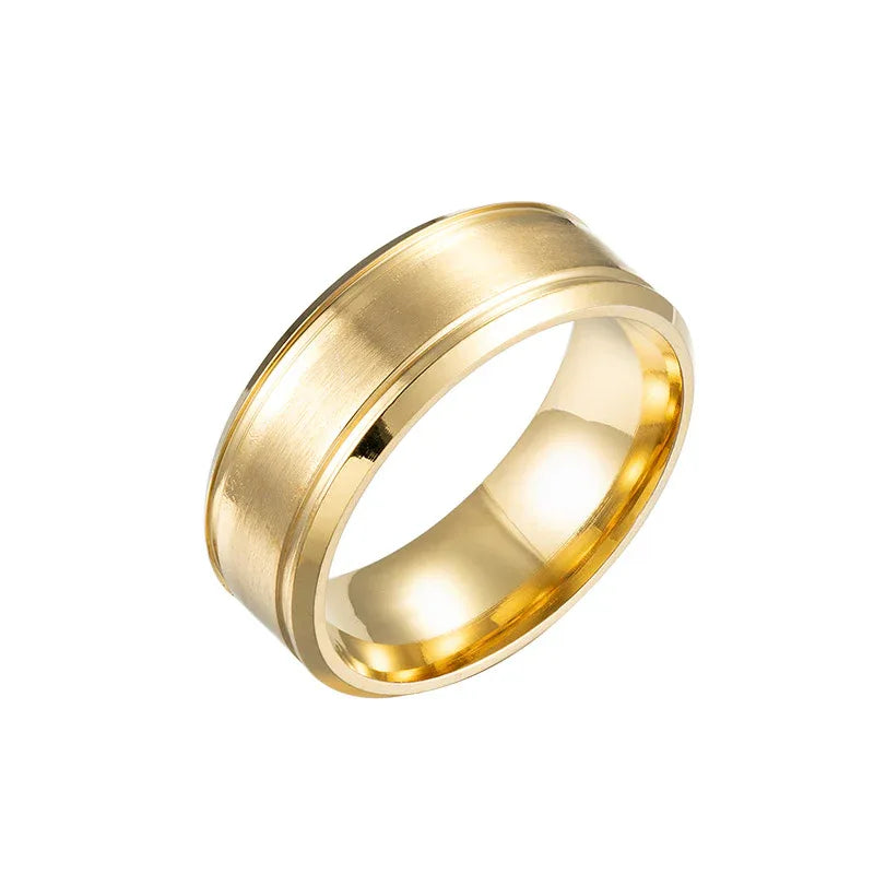 mens stainless steel wedding band 8mm black silver gold