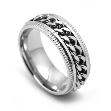 men spinner ring anti stress stainless steel fidget ring