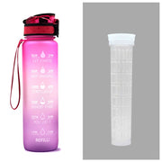 Gourde 1L Tritan avec Marqueur de Temps Bouteille de Sport Étanche