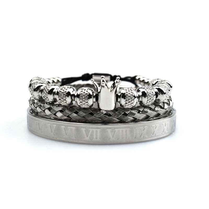men crown bracelet stainless steel zircon luxury design