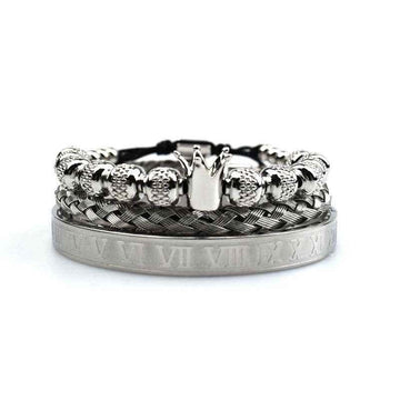 men crown bracelet stainless steel zircon luxury design