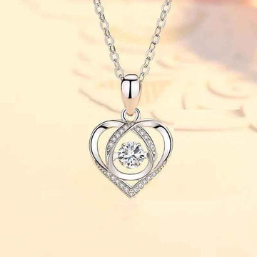 stylish silver necklace heart shape sparkling jewelry