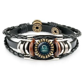 Bracelet Cuir Zodiaque Homme Multicouche 12 Constellations Tressé - TharryStore