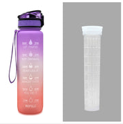 Gourde 1L Tritan avec Marqueur de Temps Bouteille de Sport Étanche
