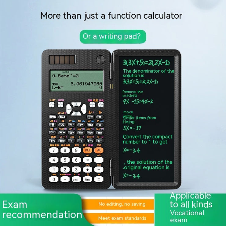 Calculatrice scientifique pliable 2 en 1 avec tablette d’écriture