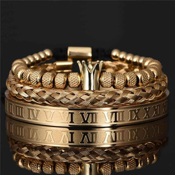 men crown bracelet stainless steel zircon luxury design
